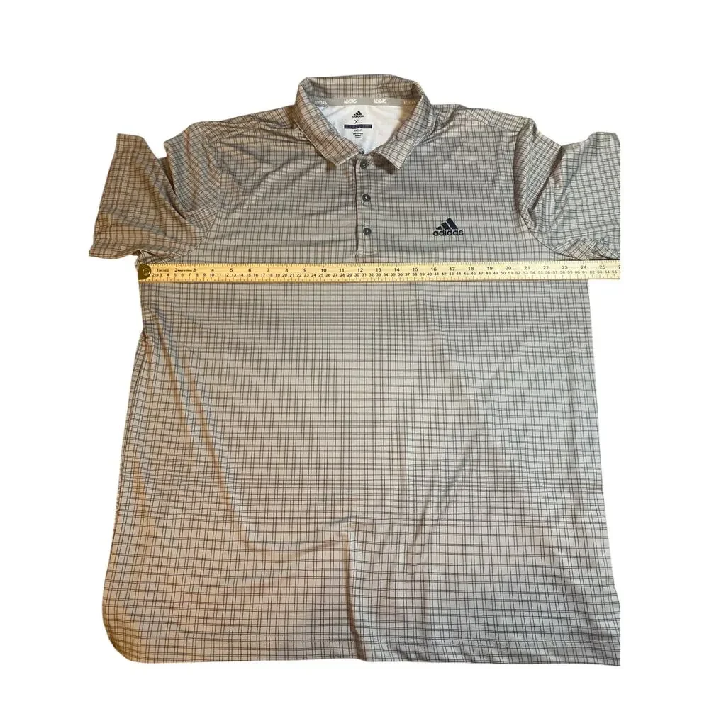 Adidas Golf Polo Shirt Men's XL Performance Climalite Plaid Check Short Sleeve